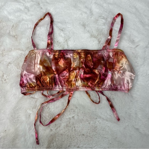 Pretty Little Things Shape Pink Tie Dye Satin Top - Picture 5 of 11